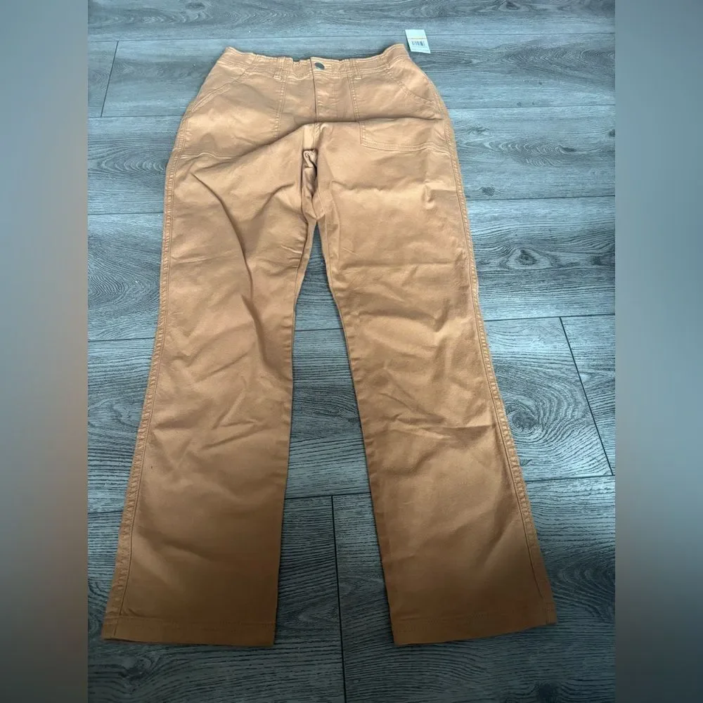Re creation Tan Straight-Leg Pants with elastic waist band